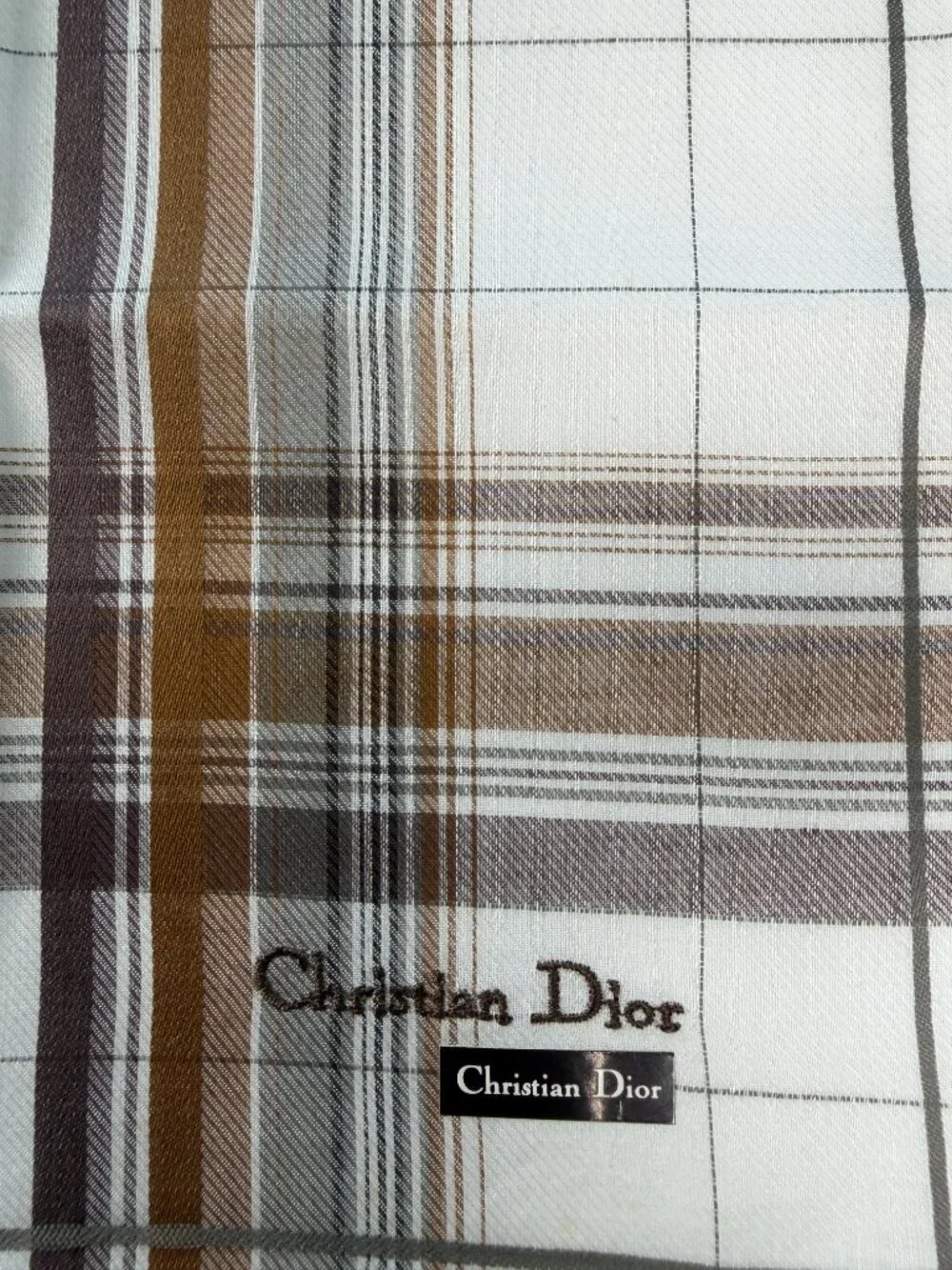 NWT Christian Dior Plaid Cotton Scarf 19